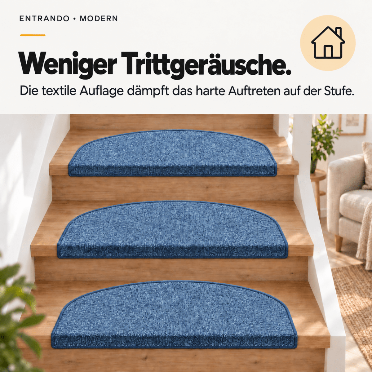 Stufenmatten Modern - Rutschfest & Hochwertig - auf für Wendeltreppen - Halbrund - Entrando