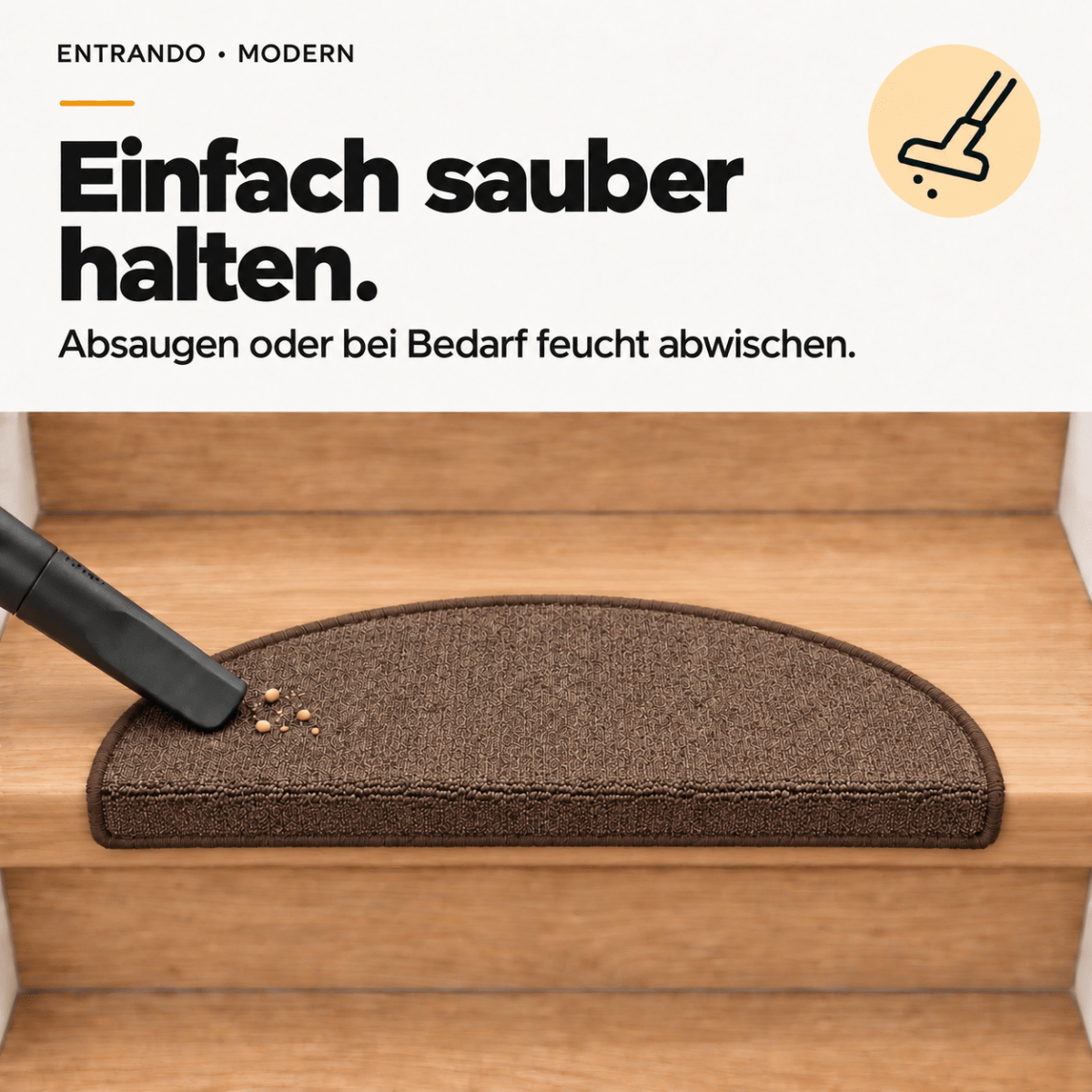 Stufenmatten Modern - Rutschfest & Hochwertig - auf für Wendeltreppen - Halbrund - Entrando