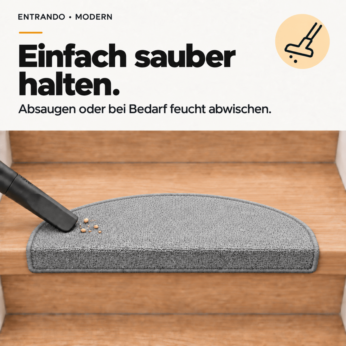 Stufenmatten Modern - Rutschfest & Hochwertig - auf für Wendeltreppen - Halbrund - Entrando