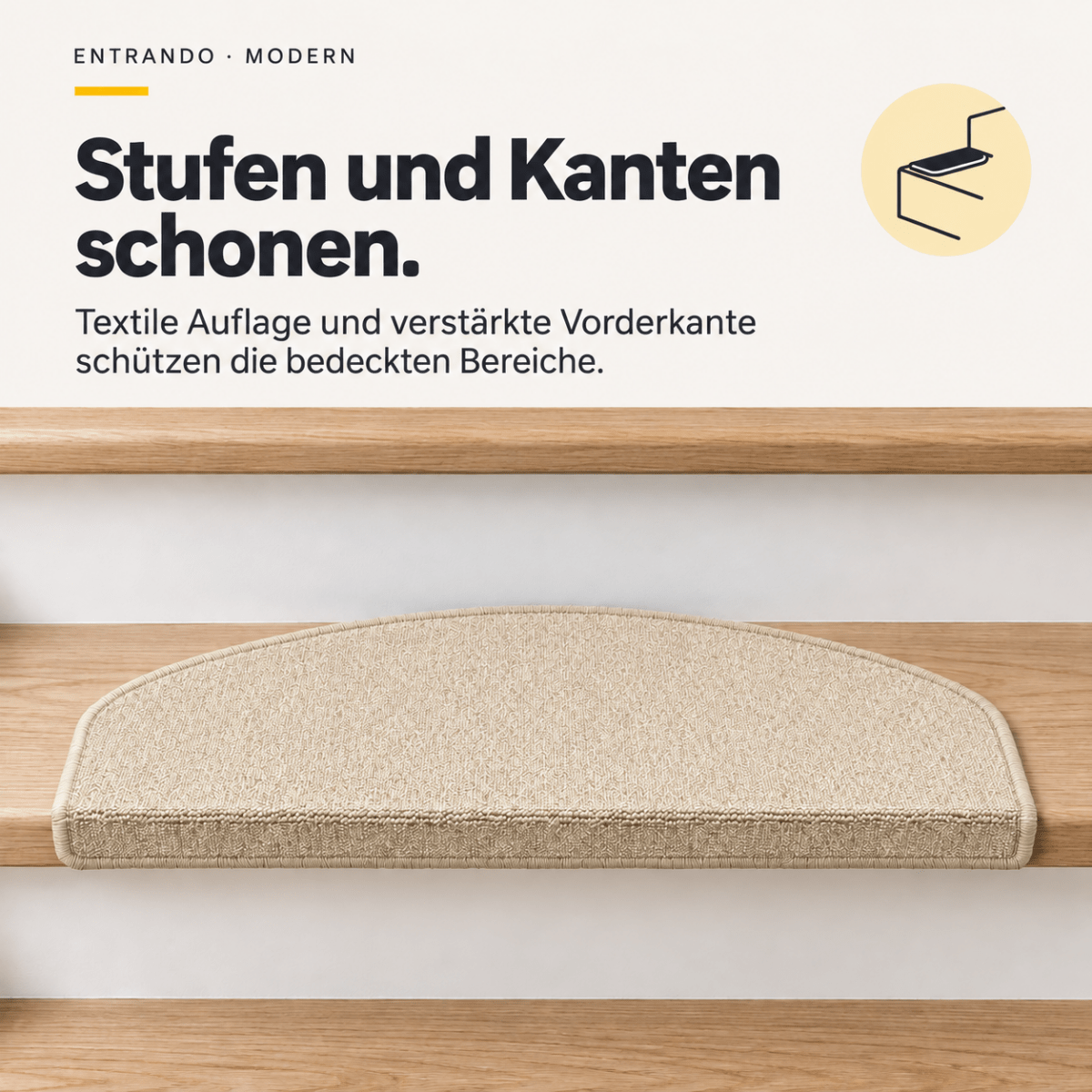 Stufenmatten Modern - Rutschfest & Hochwertig - auf für Wendeltreppen - Halbrund - Entrando