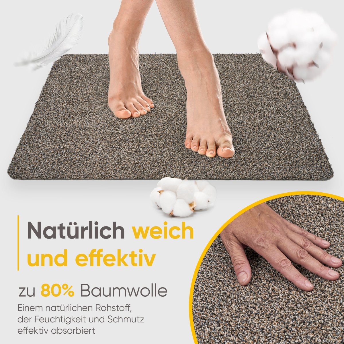 Fußmatte waschbar ohne Rand aus Baumwolle "WATERBLOCK" - Entrando