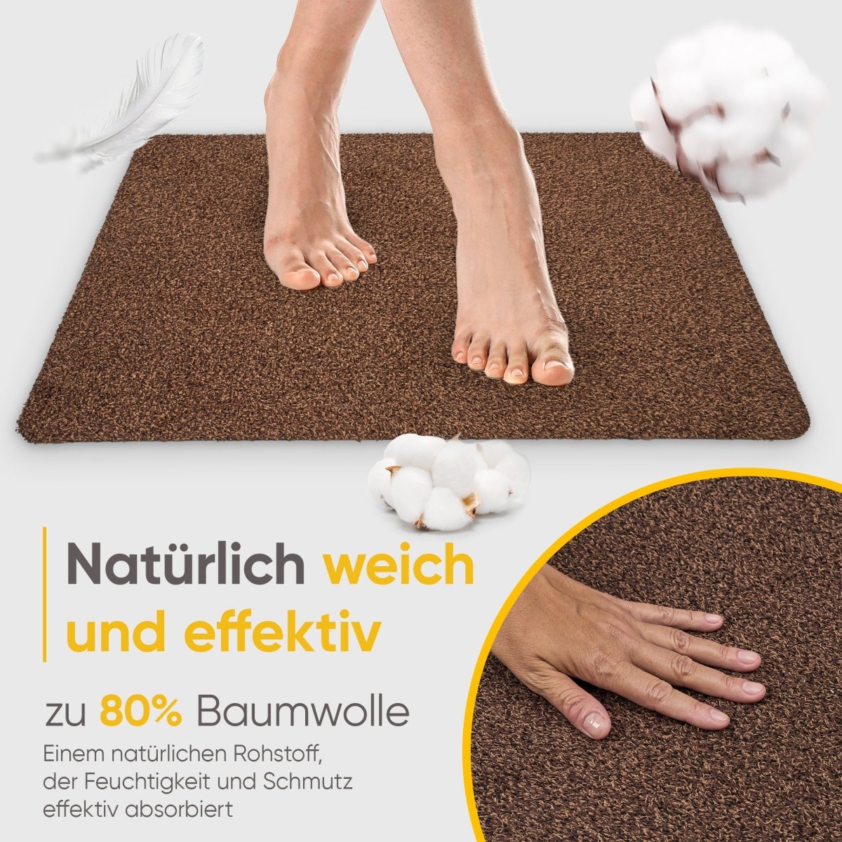 Fußmatte waschbar ohne Rand aus Baumwolle "WATERBLOCK" - Entrando