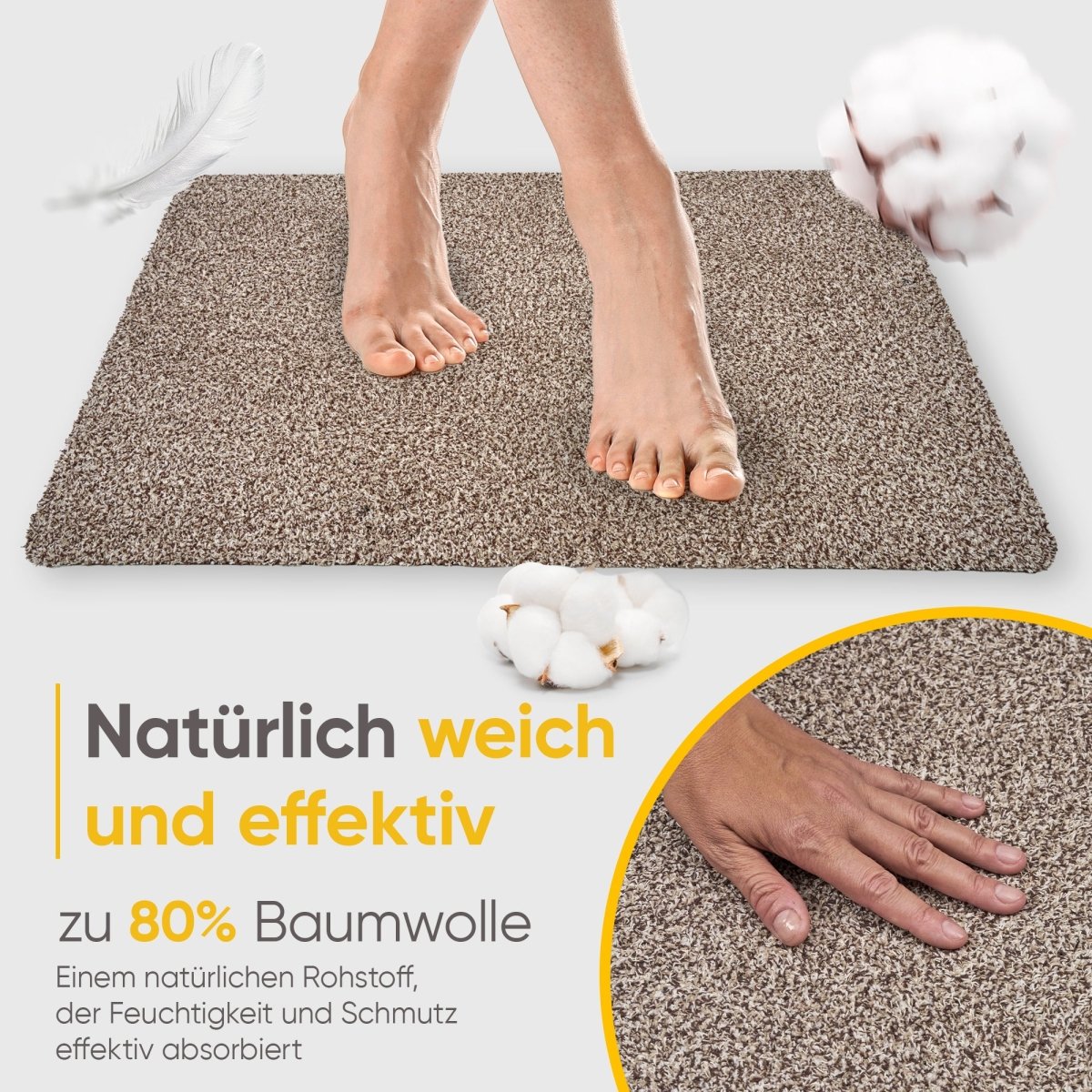 Fußmatte waschbar ohne Rand aus Baumwolle "WATERBLOCK" - Entrando