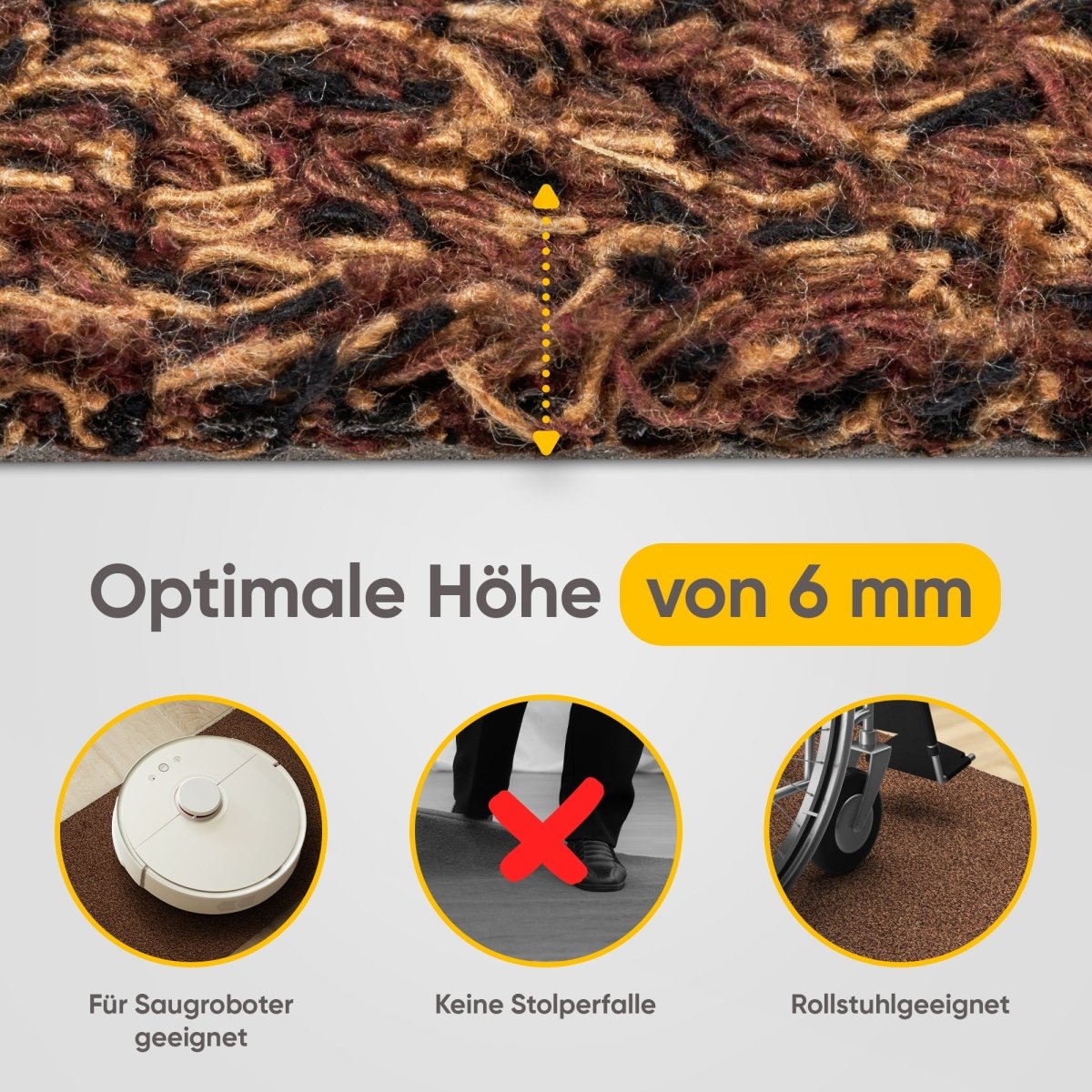 Fußmatte waschbar ohne Rand aus Baumwolle "WATERBLOCK" - Entrando