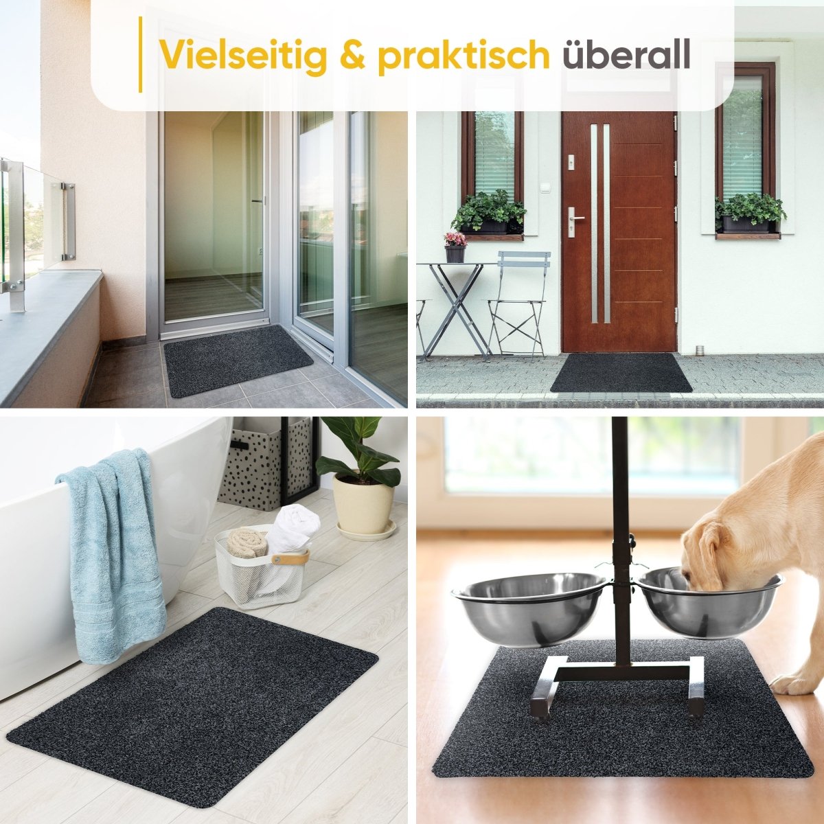 Fußmatte waschbar ohne Rand aus Baumwolle "WATERBLOCK" - Entrando