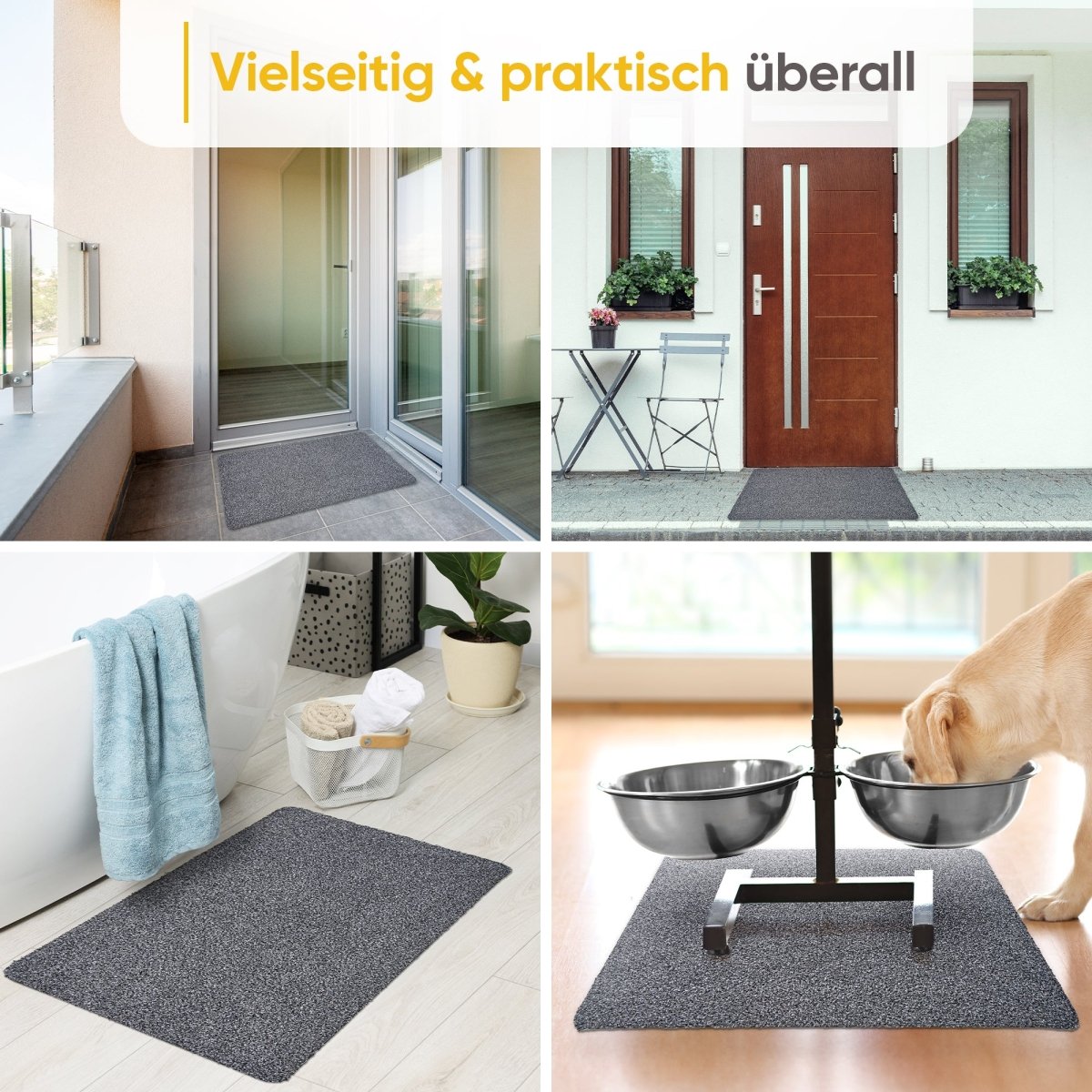 Fußmatte waschbar ohne Rand aus Baumwolle "WATERBLOCK" - Entrando