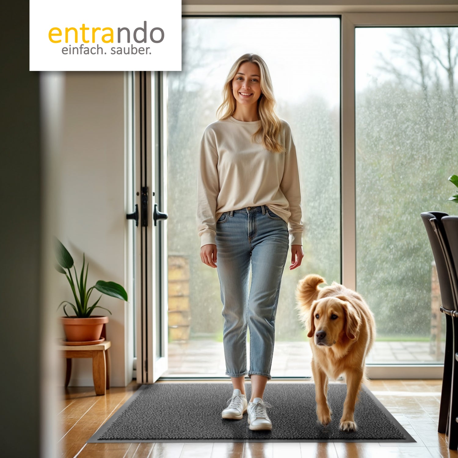 Premium Fußmatte für innen & außen - Flach, Waschbar, Rutschfest