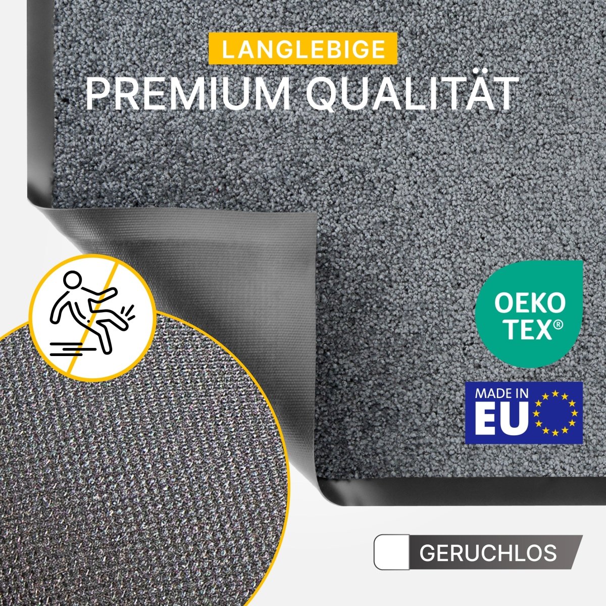 Rutschfeste Polypropylen-Fußmatte mit Gummirücken