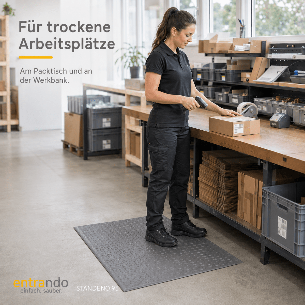 STANDENO 95 Antiermüdungsmatte für Stehschreibtisch & Arbeitsplatz - Entrando