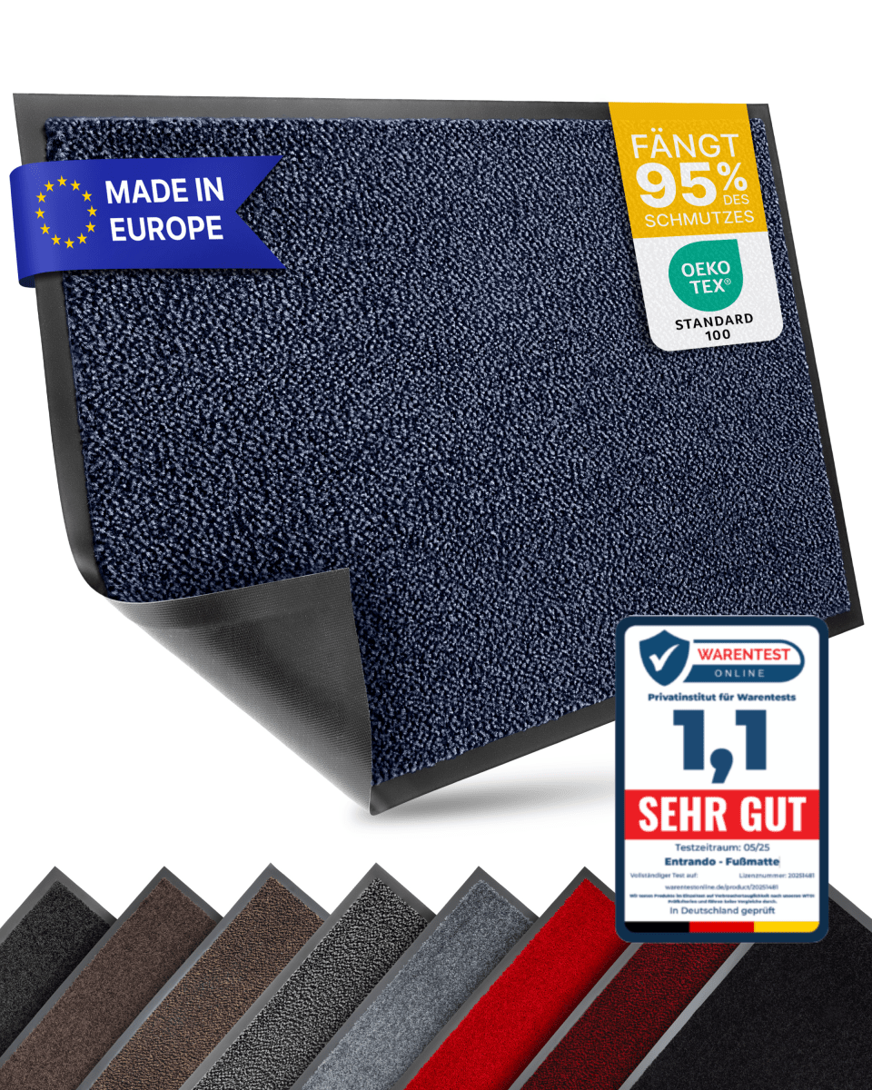 Premium Fußmatte für innen & außen - Flach, Waschbar, Rutschfest - Entrando