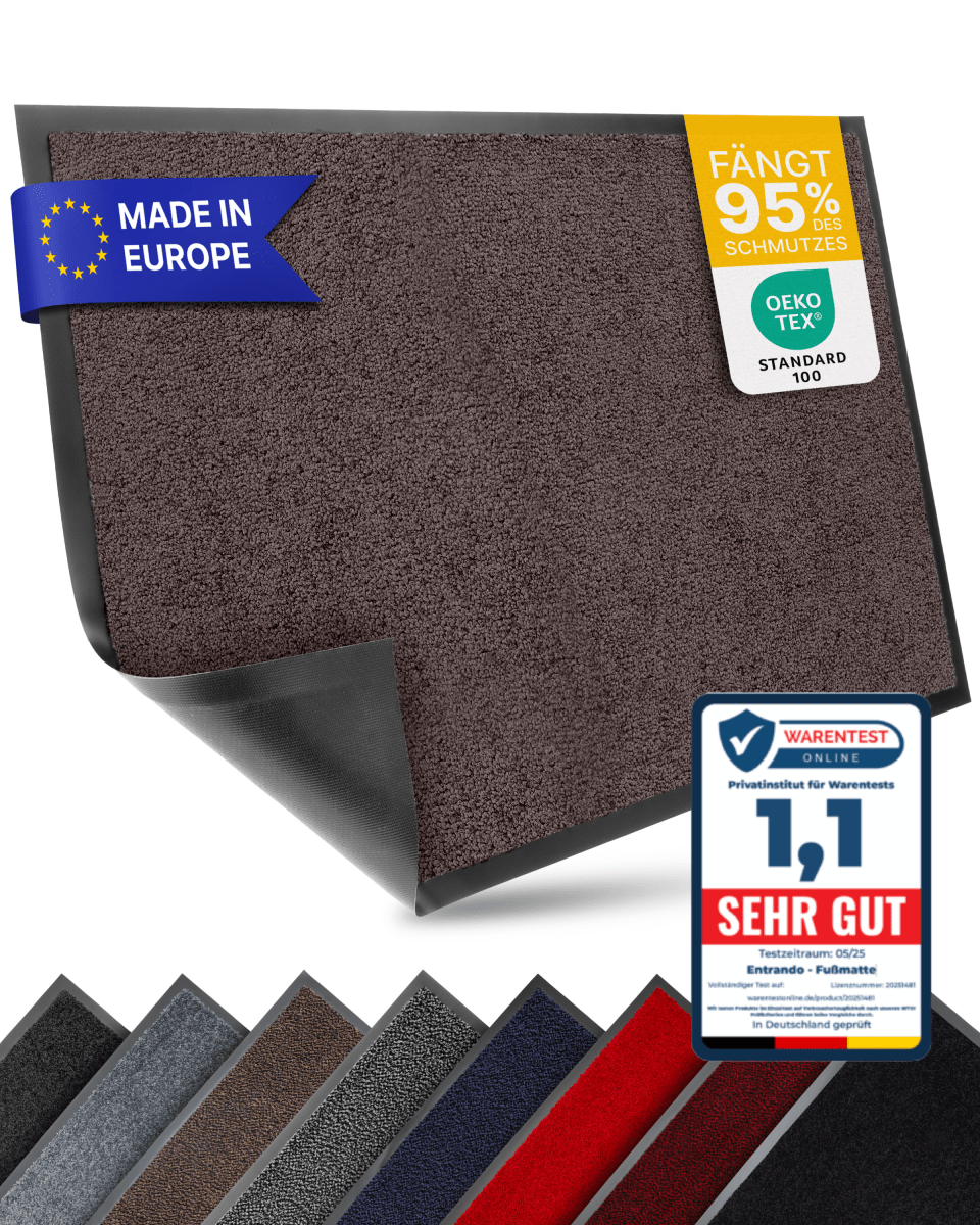 Premium Fußmatte für innen & außen - Flach, Waschbar, Rutschfest - Entrando