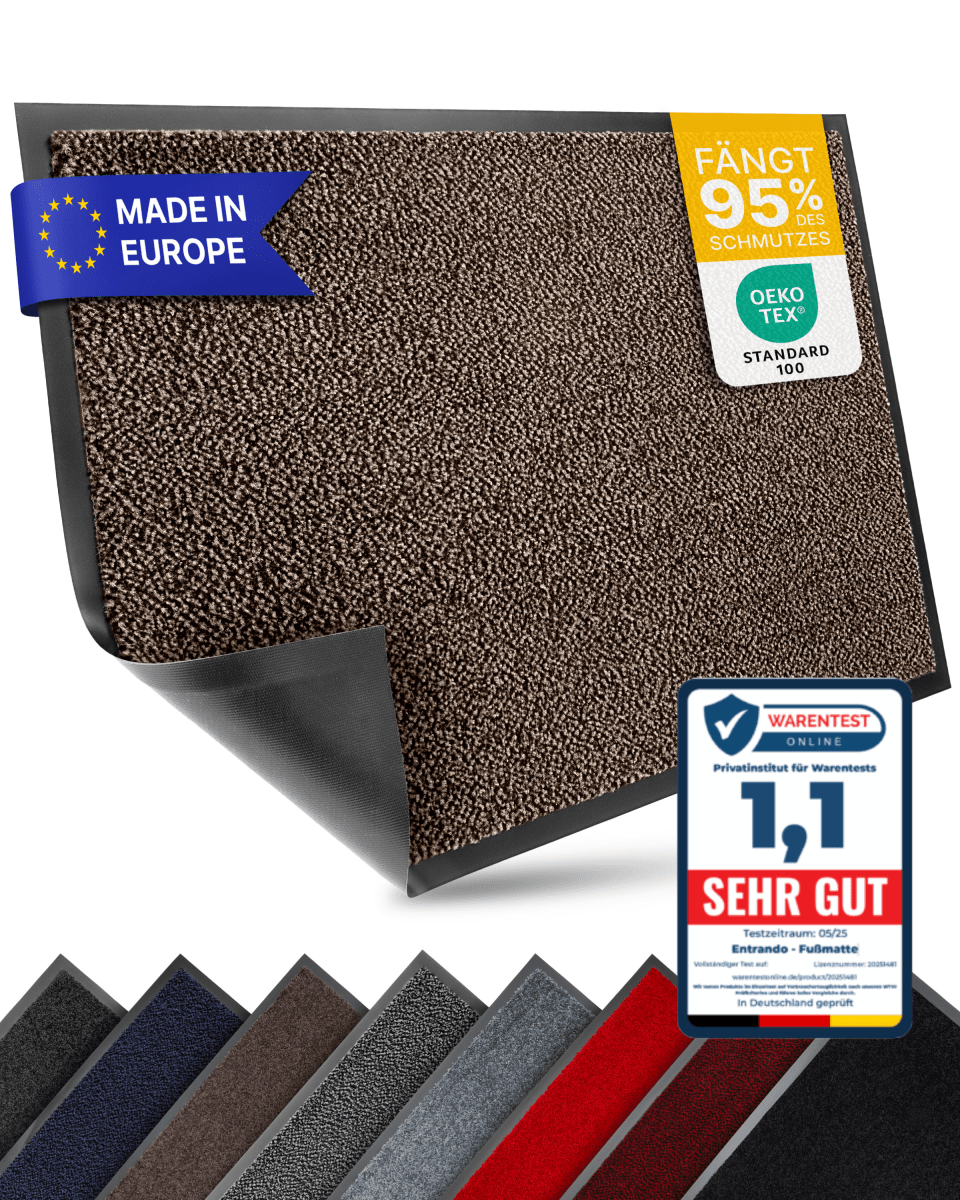 Premium Fußmatte für innen & außen - Flach, Waschbar, Rutschfest - Entrando