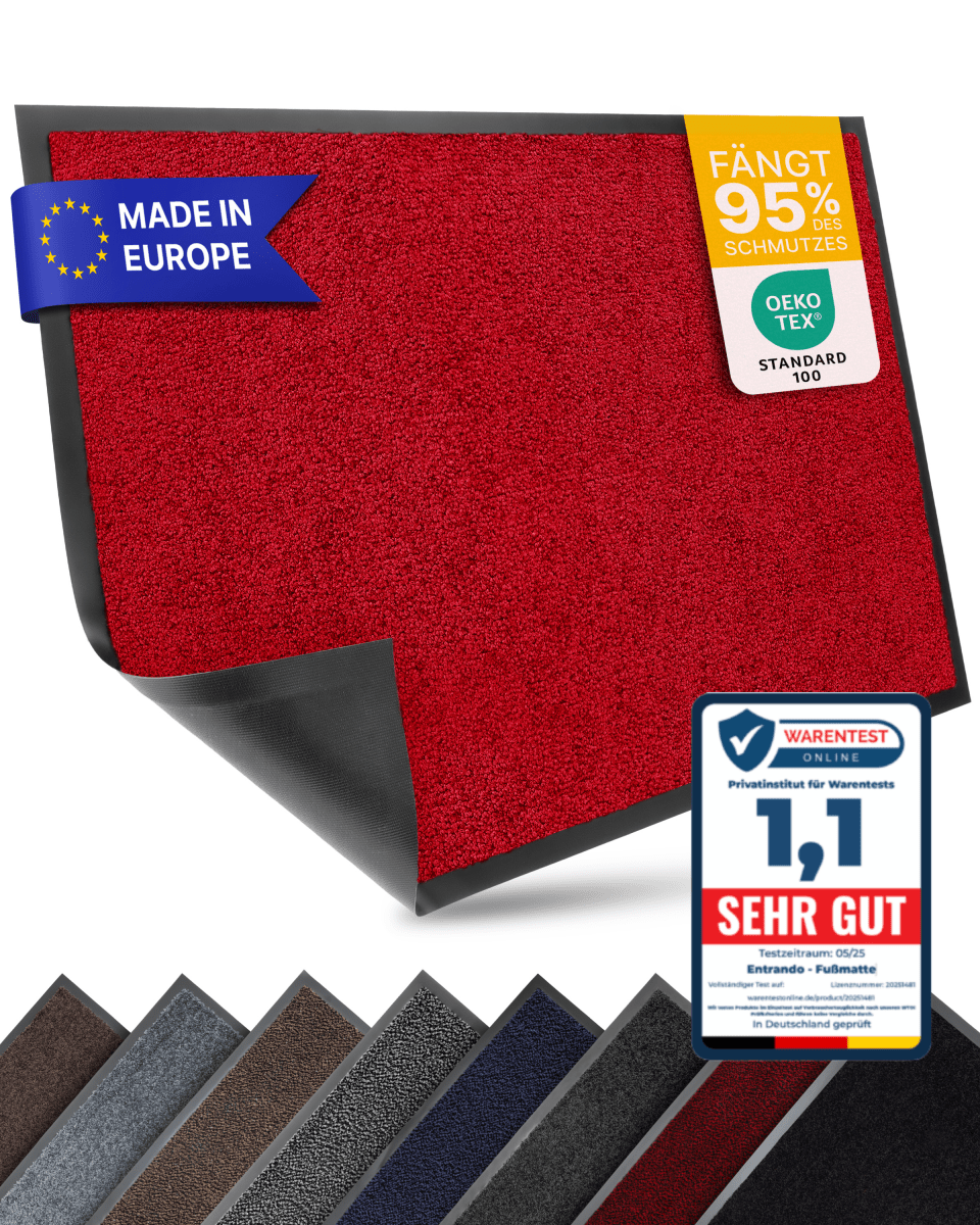 Premium Fußmatte für innen & außen - Flach, Waschbar, Rutschfest - Entrando