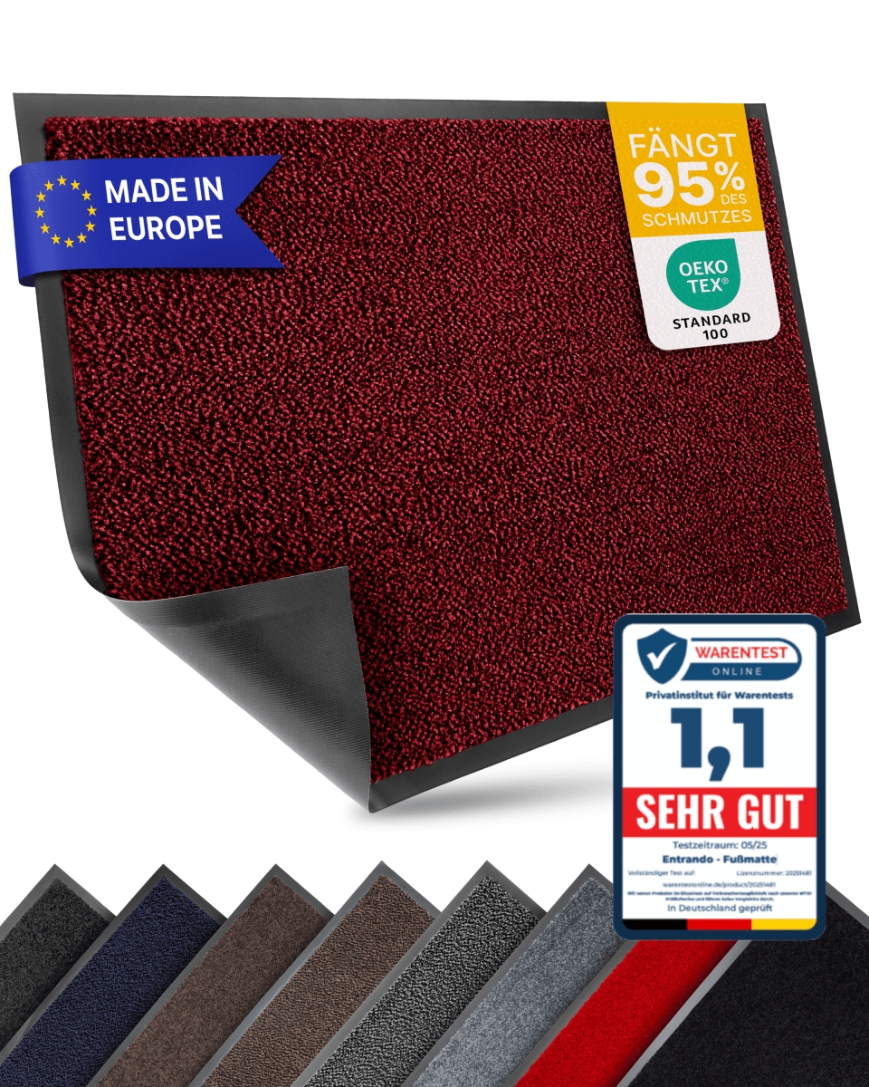 Premium Fußmatte für innen & außen - Flach, Waschbar, Rutschfest - Entrando