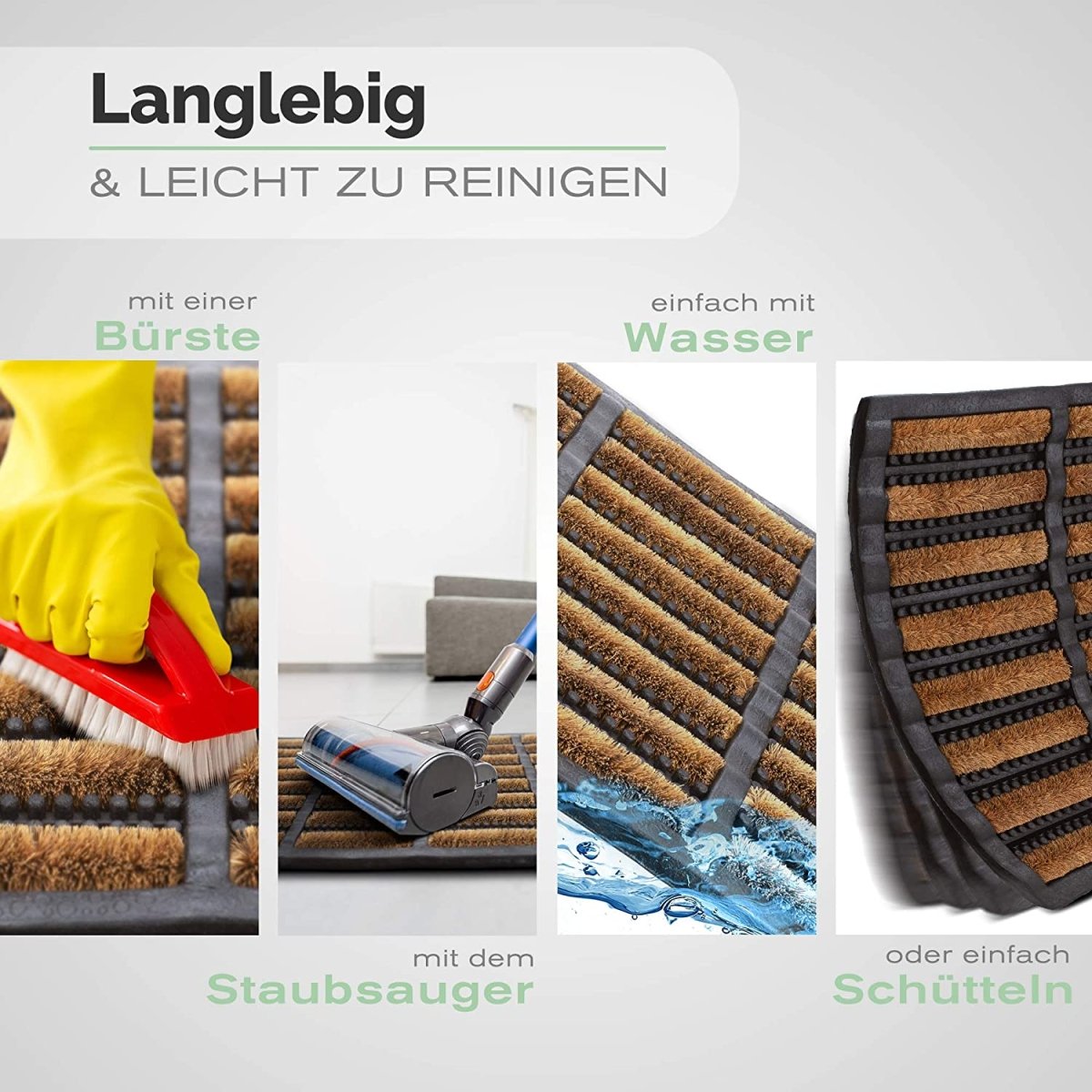Fußmatte aus Kokos und Gummi | für außen | robust, rutschfest, wetterfest - Entrando