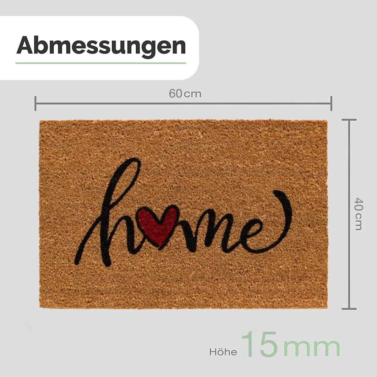 Fussmatte Kokos Home mit rotem Herz - Entrando