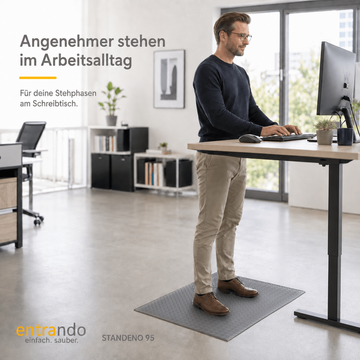 STANDENO 95 Antiermüdungsmatte für Stehschreibtisch & Arbeitsplatz - Entrando