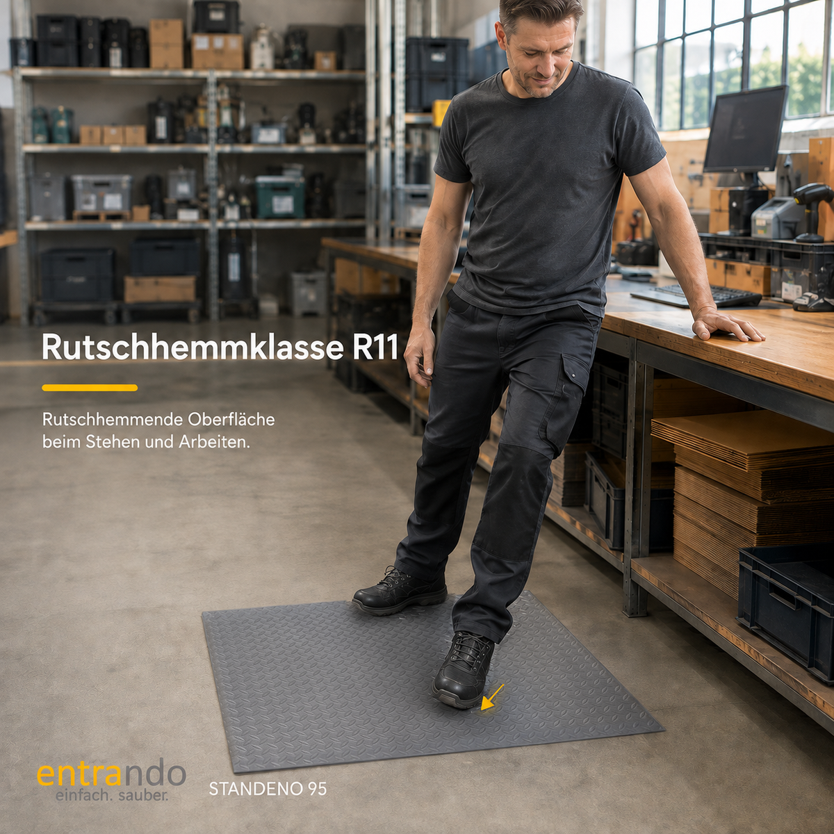 STANDENO 95 Antiermüdungsmatte für Stehschreibtisch & Arbeitsplatz
