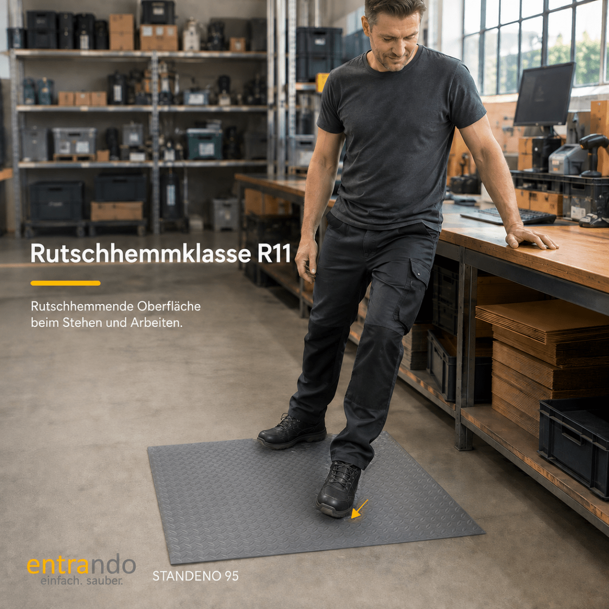 STANDENO 95 Antiermüdungsmatte für Stehschreibtisch & Arbeitsplatz - Entrando