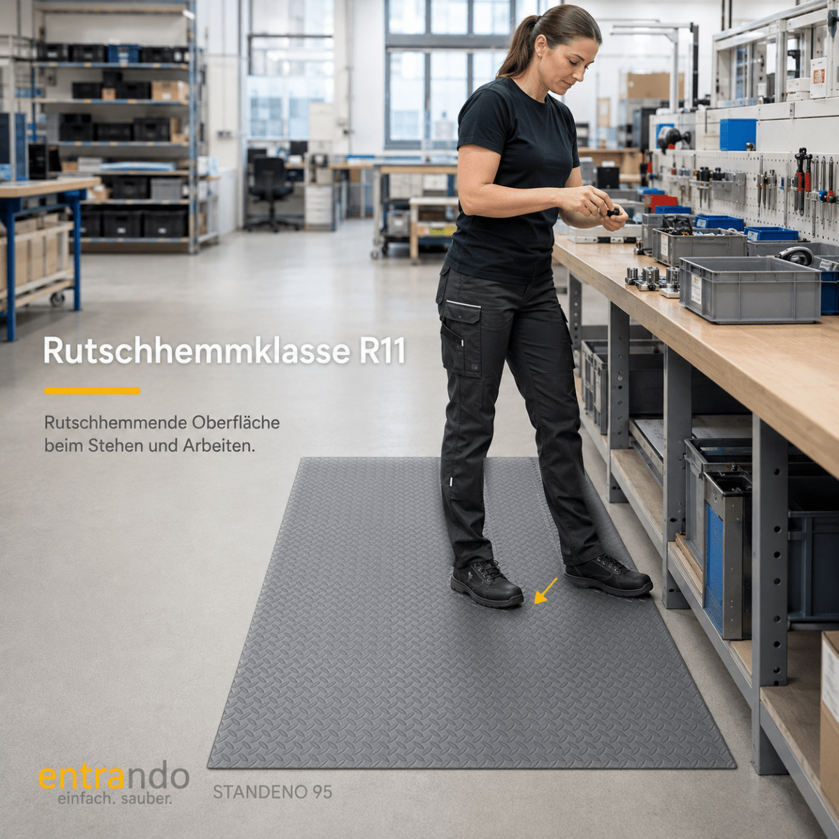 STANDENO 95 Antiermüdungsmatte für Stehschreibtisch & Arbeitsplatz - Entrando