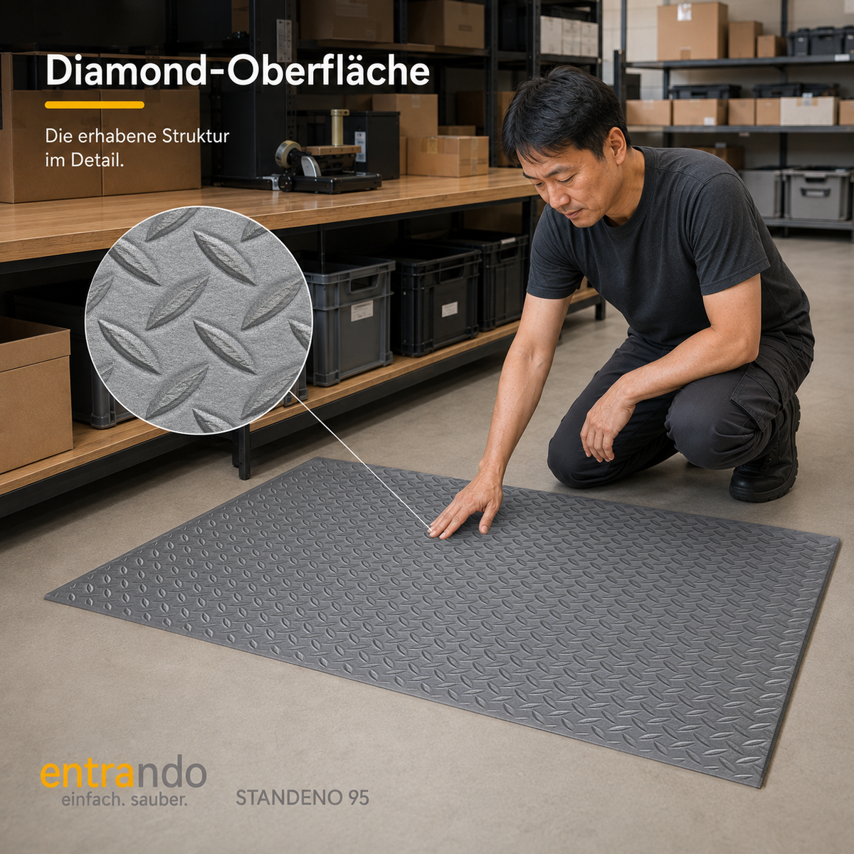 STANDENO 95 Antiermüdungsmatte für Stehschreibtisch & Arbeitsplatz