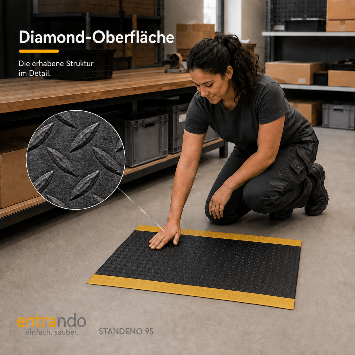 STANDENO 95 Antiermüdungsmatte für Stehschreibtisch & Arbeitsplatz - Entrando