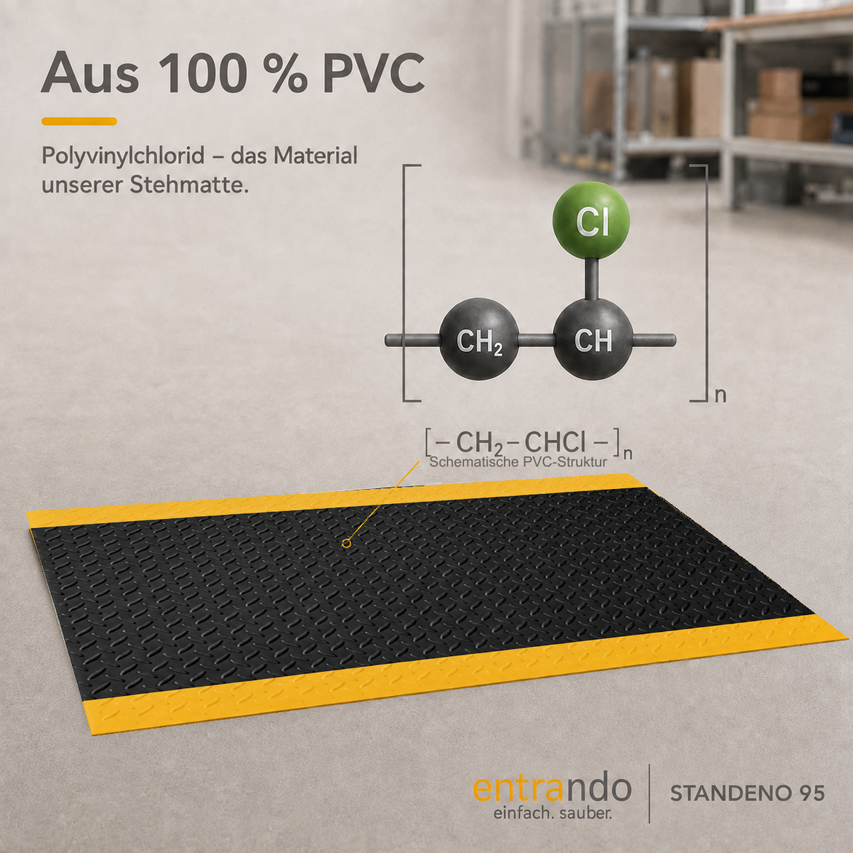 STANDENO 95 Antiermüdungsmatte für Stehschreibtisch & Arbeitsplatz