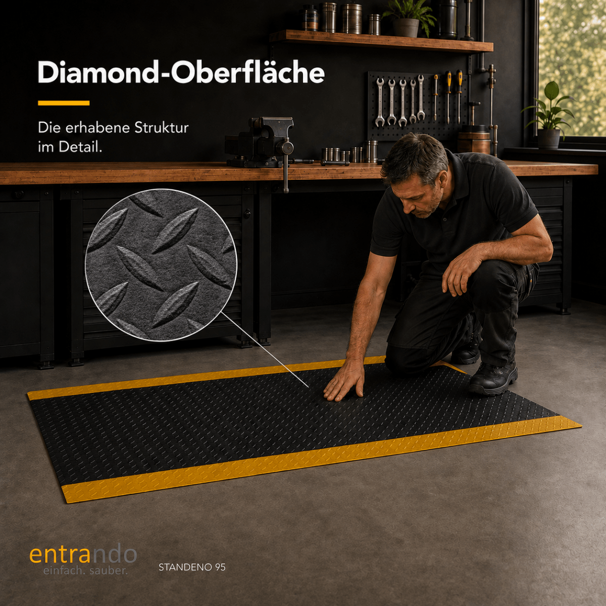 STANDENO 95 Antiermüdungsmatte für Stehschreibtisch & Arbeitsplatz - Entrando