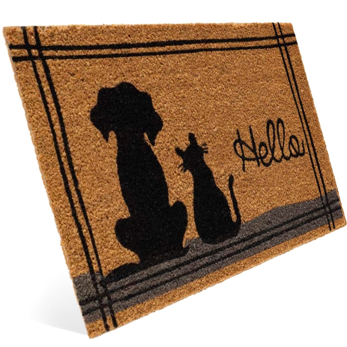 Kokos-Fußmatte mit Hund und Katze Motiv - Rutschfest & Pflegeleicht