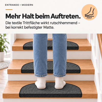 Stufenmatten Modern - Rutschfest &amp; Hochwertig - auf für Wendeltreppen - Halbrund - Entrando
