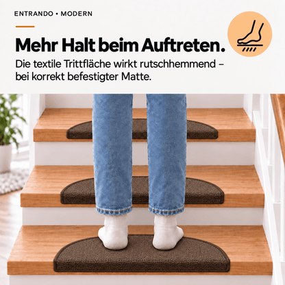 Stufenmatten Modern - Rutschfest &amp; Hochwertig - auf für Wendeltreppen - Halbrund - Entrando