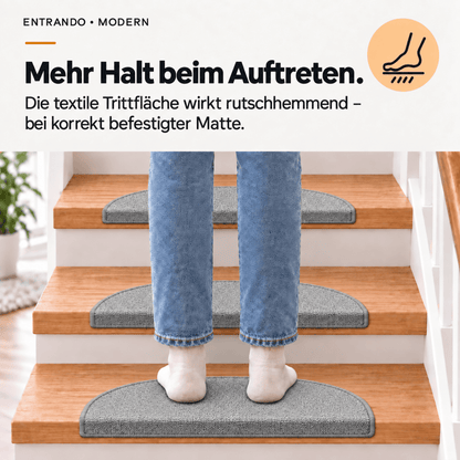Stufenmatten Modern - Rutschfest &amp; Hochwertig - auf für Wendeltreppen - Halbrund - Entrando