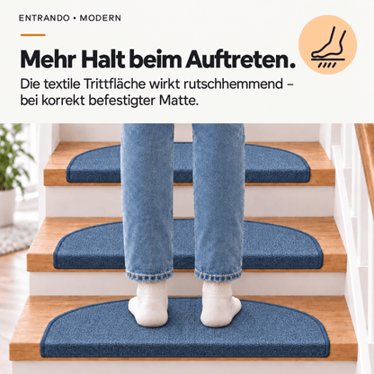 Stufenmatten Modern - Rutschfest &amp; Hochwertig - auf für Wendeltreppen - Halbrund - Entrando