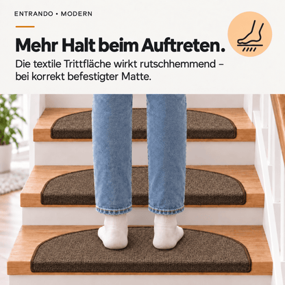 Stufenmatten Modern - Rutschfest &amp; Hochwertig - auf für Wendeltreppen - Halbrund - Entrando