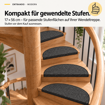 Stufenmatten Modern - Rutschfest &amp; Hochwertig - auf für Wendeltreppen - Halbrund - Entrando