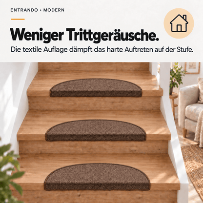 Stufenmatten Modern - Rutschfest &amp; Hochwertig - auf für Wendeltreppen - Halbrund - Entrando