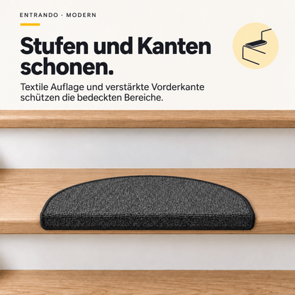 Stufenmatten Modern - Rutschfest &amp; Hochwertig - auf für Wendeltreppen - Halbrund - Entrando