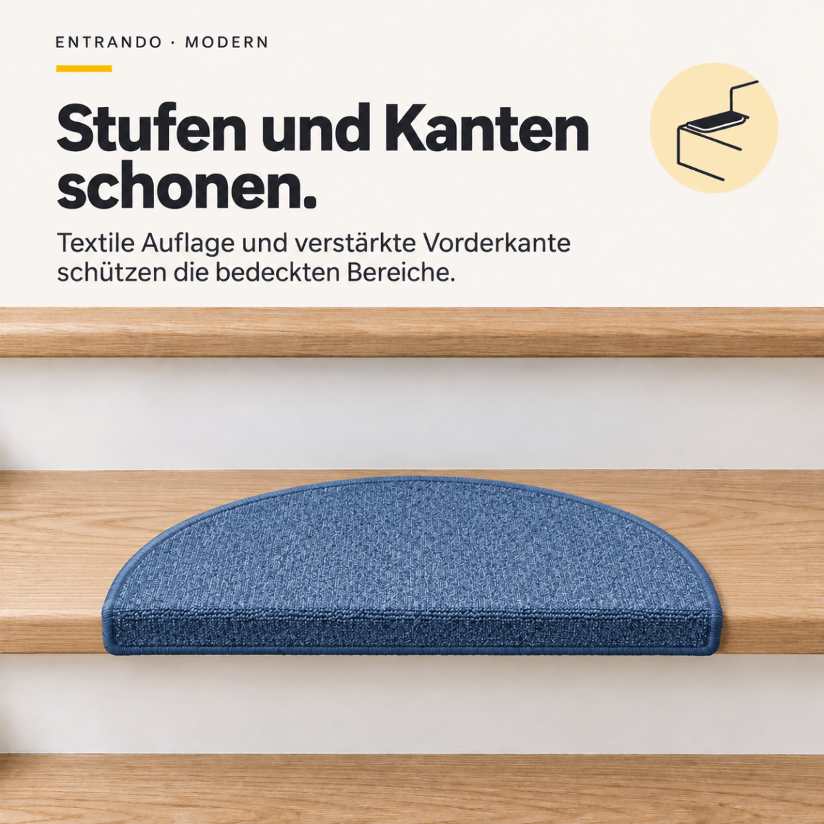 Stufenmatten Modern - Rutschfest &amp; Hochwertig - auf für Wendeltreppen - Halbrund - Entrando