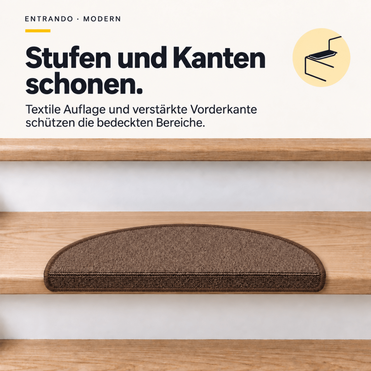 Stufenmatten Modern - Rutschfest &amp; Hochwertig - auf für Wendeltreppen - Halbrund - Entrando