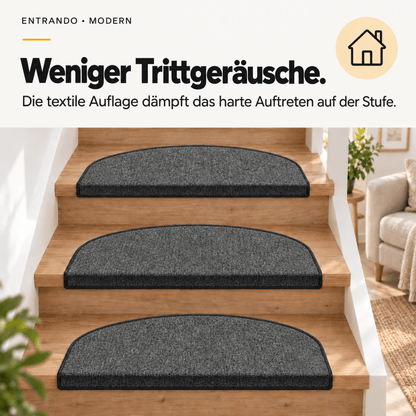 Stufenmatten Modern - Rutschfest &amp; Hochwertig - auf für Wendeltreppen - Halbrund - Entrando