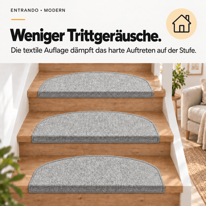 Stufenmatten Modern - Rutschfest &amp; Hochwertig - auf für Wendeltreppen - Halbrund - Entrando