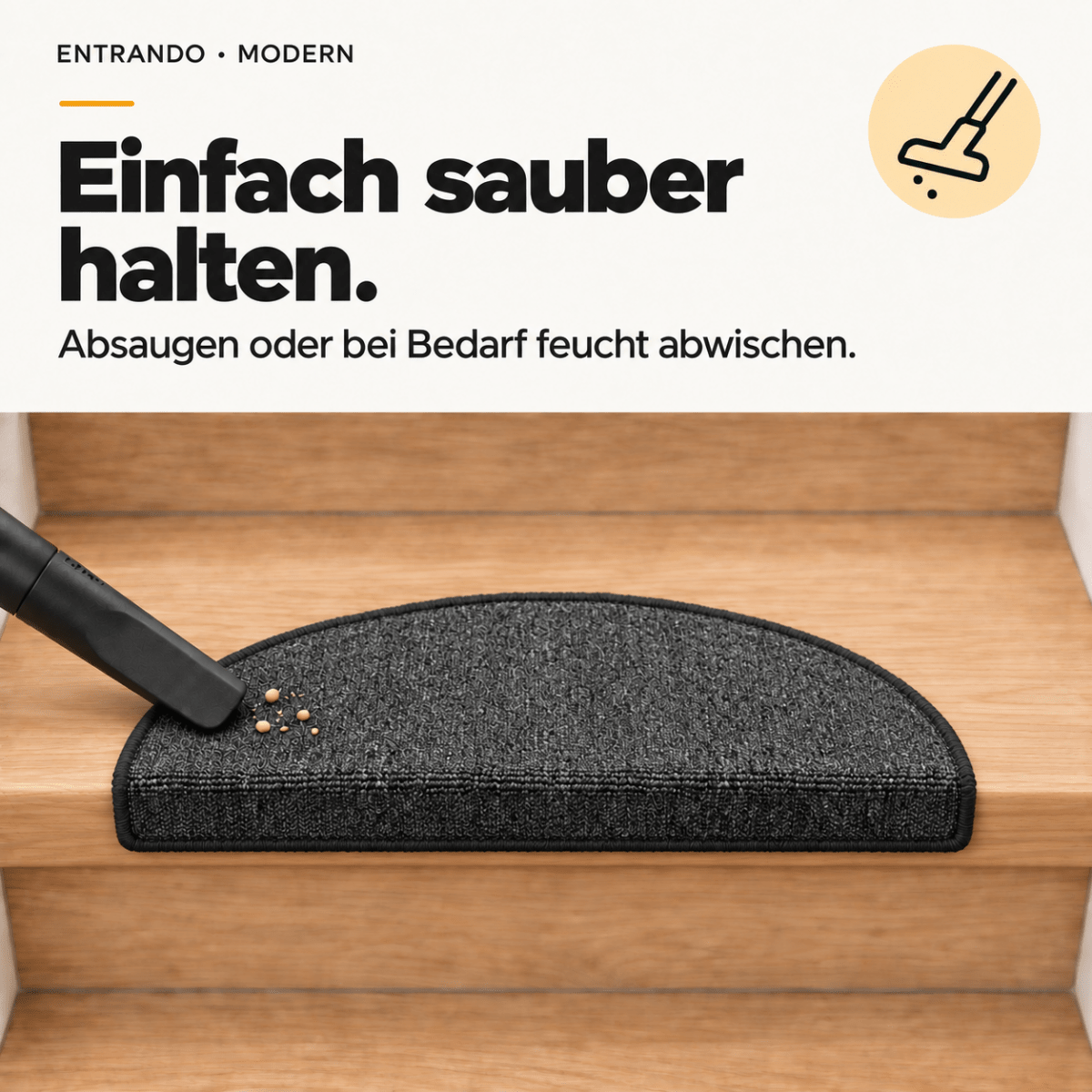 Stufenmatten Modern - Rutschfest &amp; Hochwertig - auf für Wendeltreppen - Halbrund - Entrando