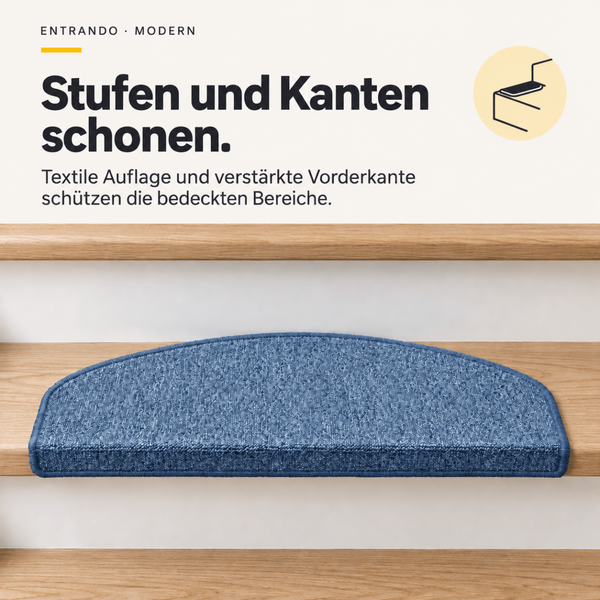 Stufenmatten Modern - Rutschfest &amp; Hochwertig - auf für Wendeltreppen - Halbrund - Entrando