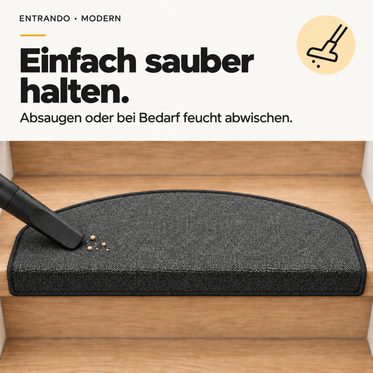 Stufenmatten Modern - Rutschfest &amp; Hochwertig - auf für Wendeltreppen - Halbrund - Entrando
