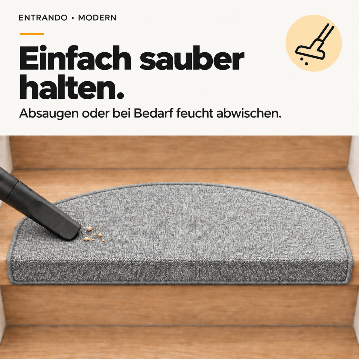 Stufenmatten Modern - Rutschfest &amp; Hochwertig - auf für Wendeltreppen - Halbrund - Entrando