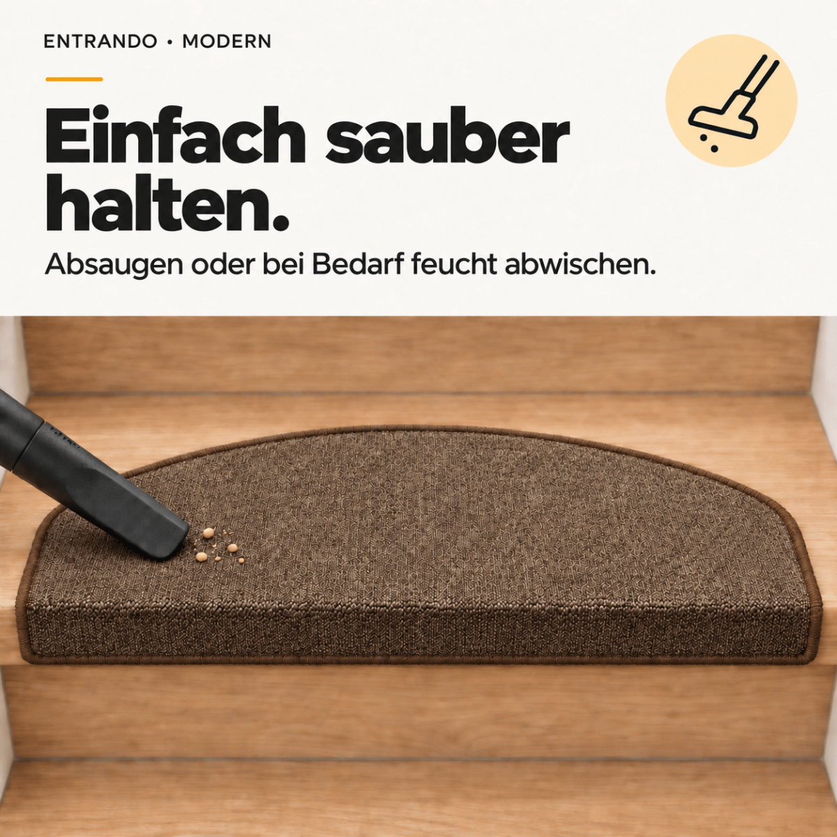 Stufenmatten Modern - Rutschfest &amp; Hochwertig - auf für Wendeltreppen - Halbrund - Entrando