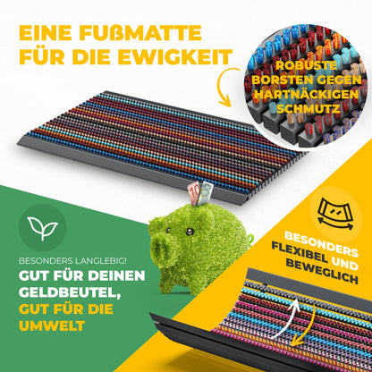 Premium Fußabtreter für Außen - Kraftvollen Bürsten und Metall-Rahmen aus Alu