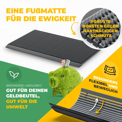 Premium Fußabtreter für Außen - Kraftvollen Bürsten und Metall-Rahmen aus Alu