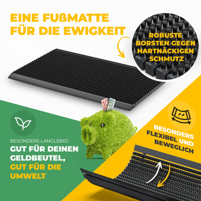Premium Fußabtreter für Außen - Kraftvollen Bürsten und Metall-Rahmen aus Alu