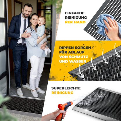 Premium Fußabtreter für Außen - Kraftvollen Bürsten und Metall-Rahmen aus Alu